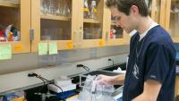 student in a lab